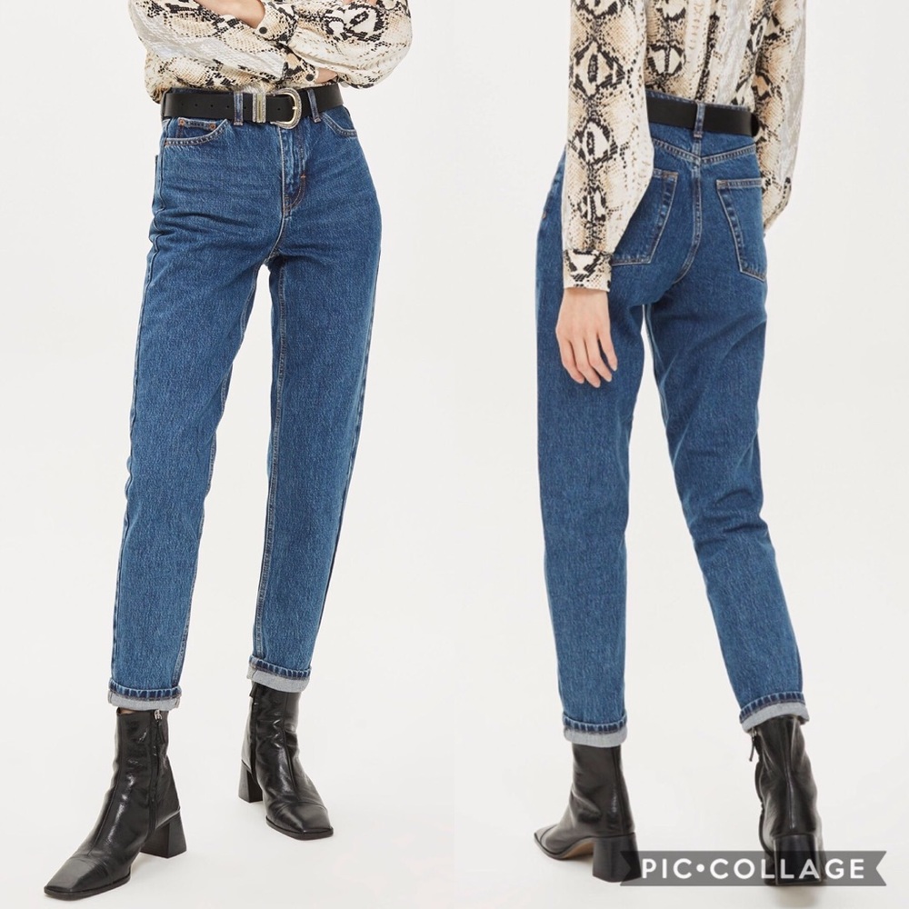 Topshop Medium Wash High Waisted Mom Jeans